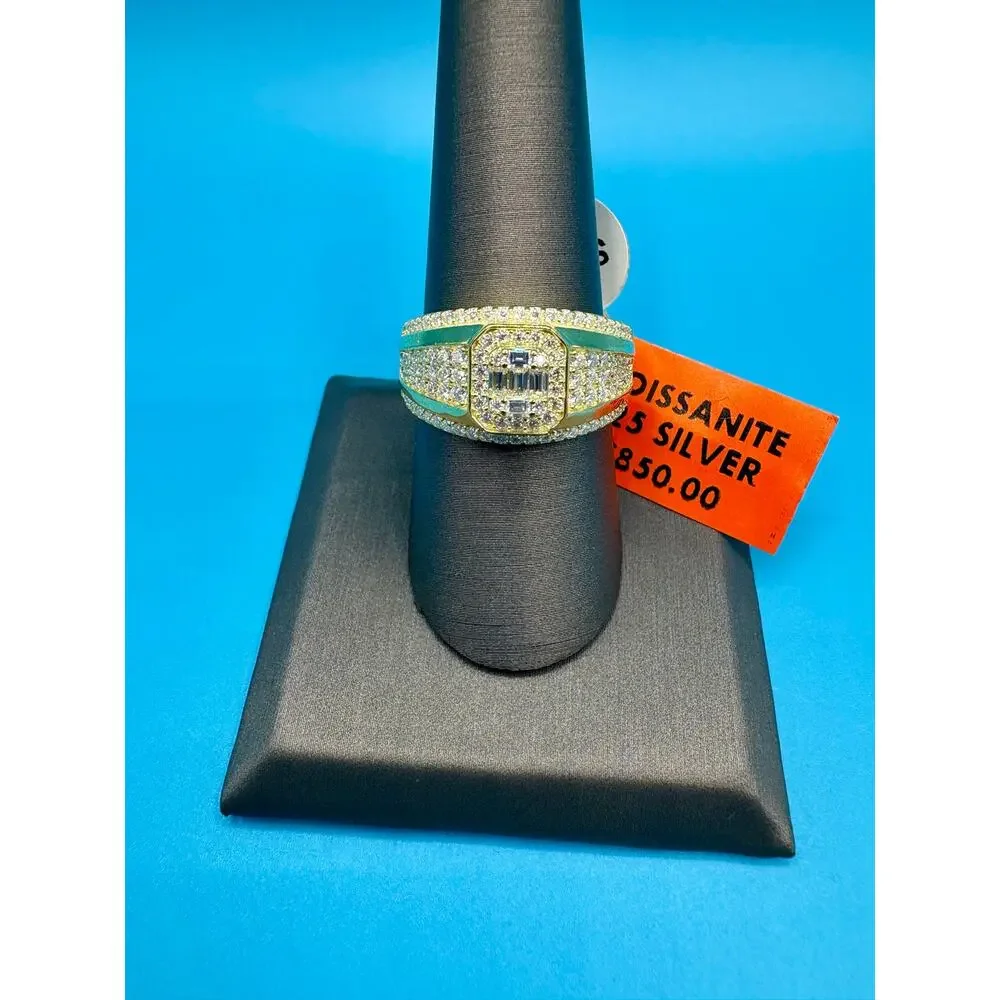 Sz. 9 - 3ct Moissanite Gold over 925 stamped Silver NWT